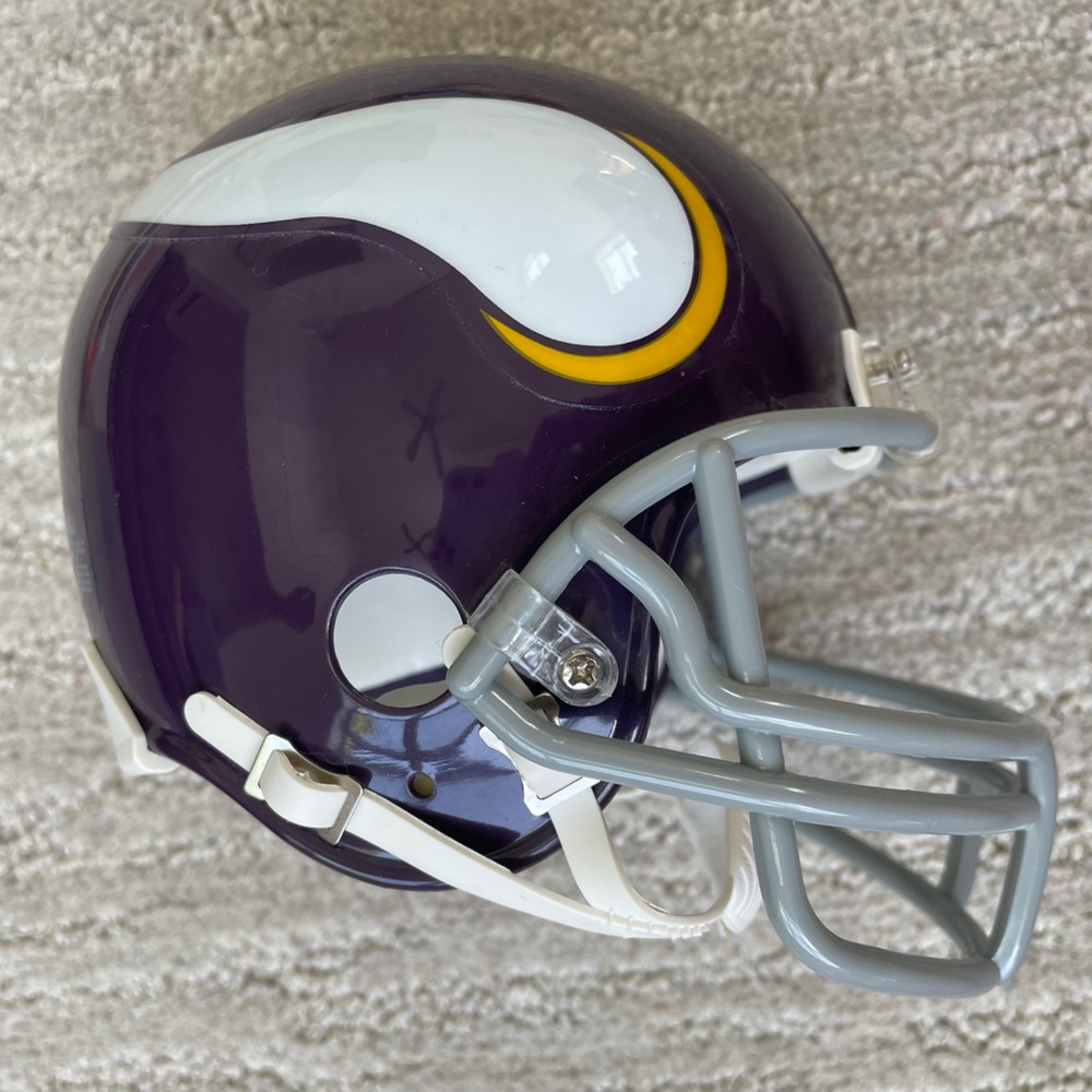 Mini Football Helmet with Purple and Yellow Design